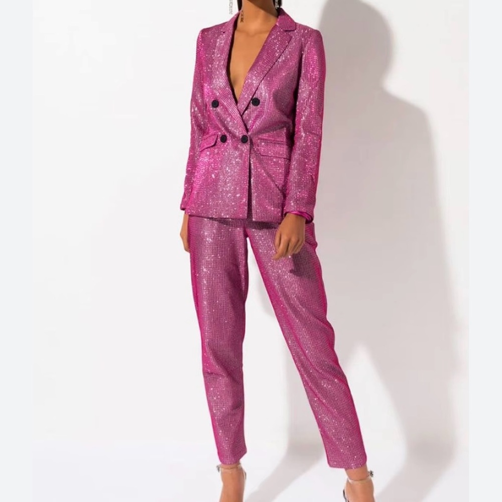 Sans Souci Pink Glitter Straight Leg Pants